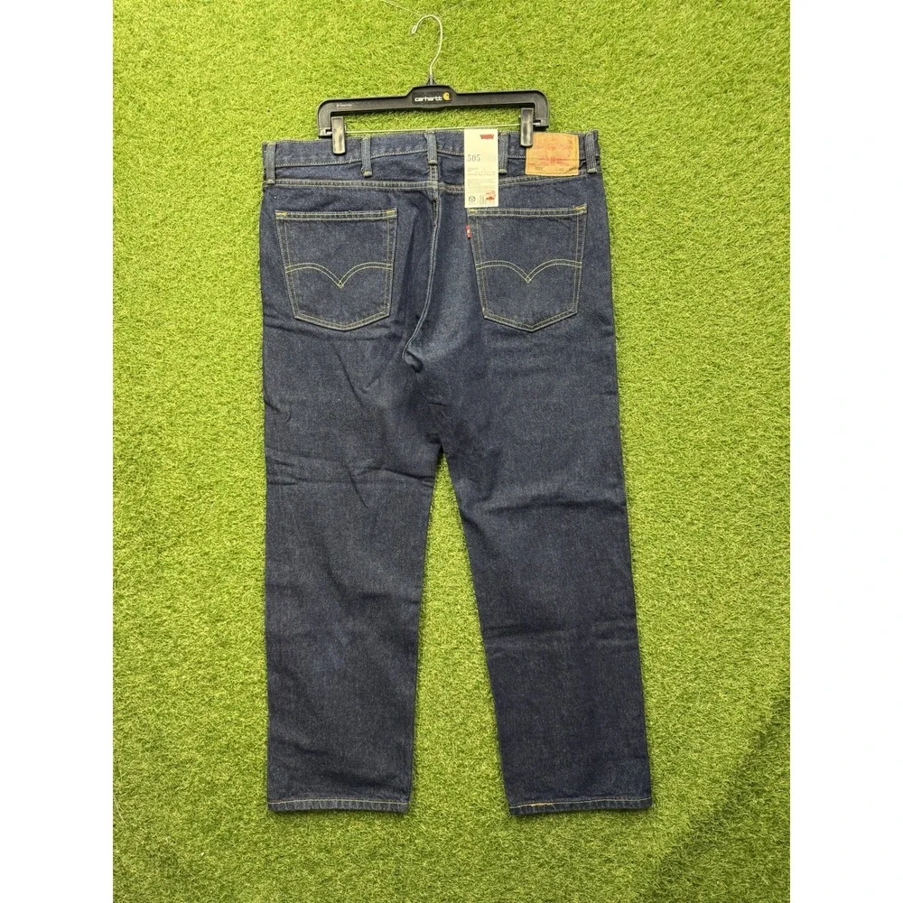 Levis 505 Jeans Mens 40x30 Blue Dark Wash Regular Straight Leg Stretch Denim NWT